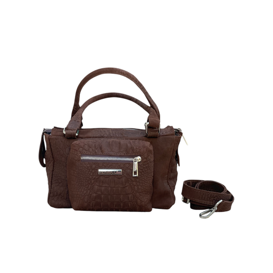 Fairy Bag in suede e alligatore cioccolato