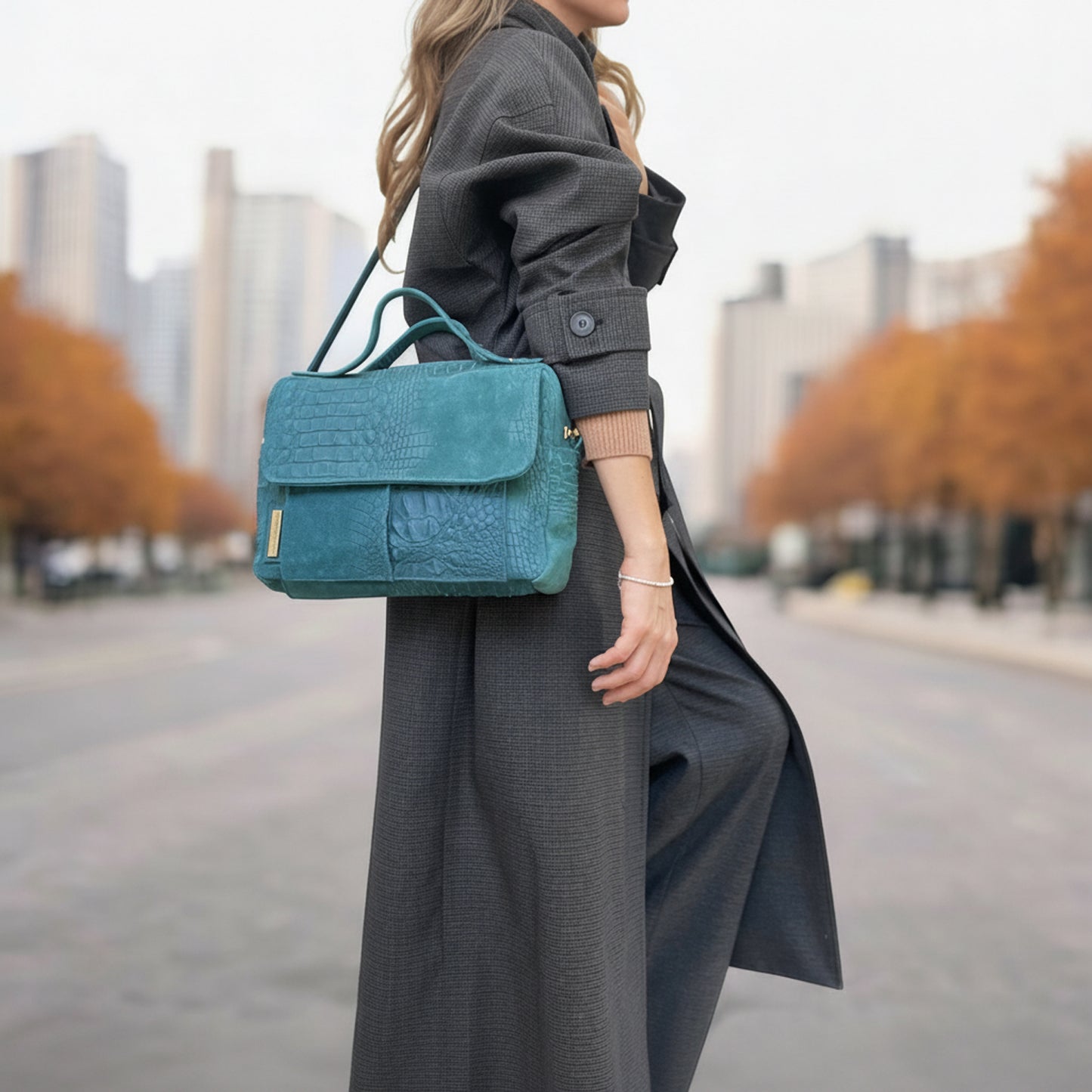 Pepita suede ottanio