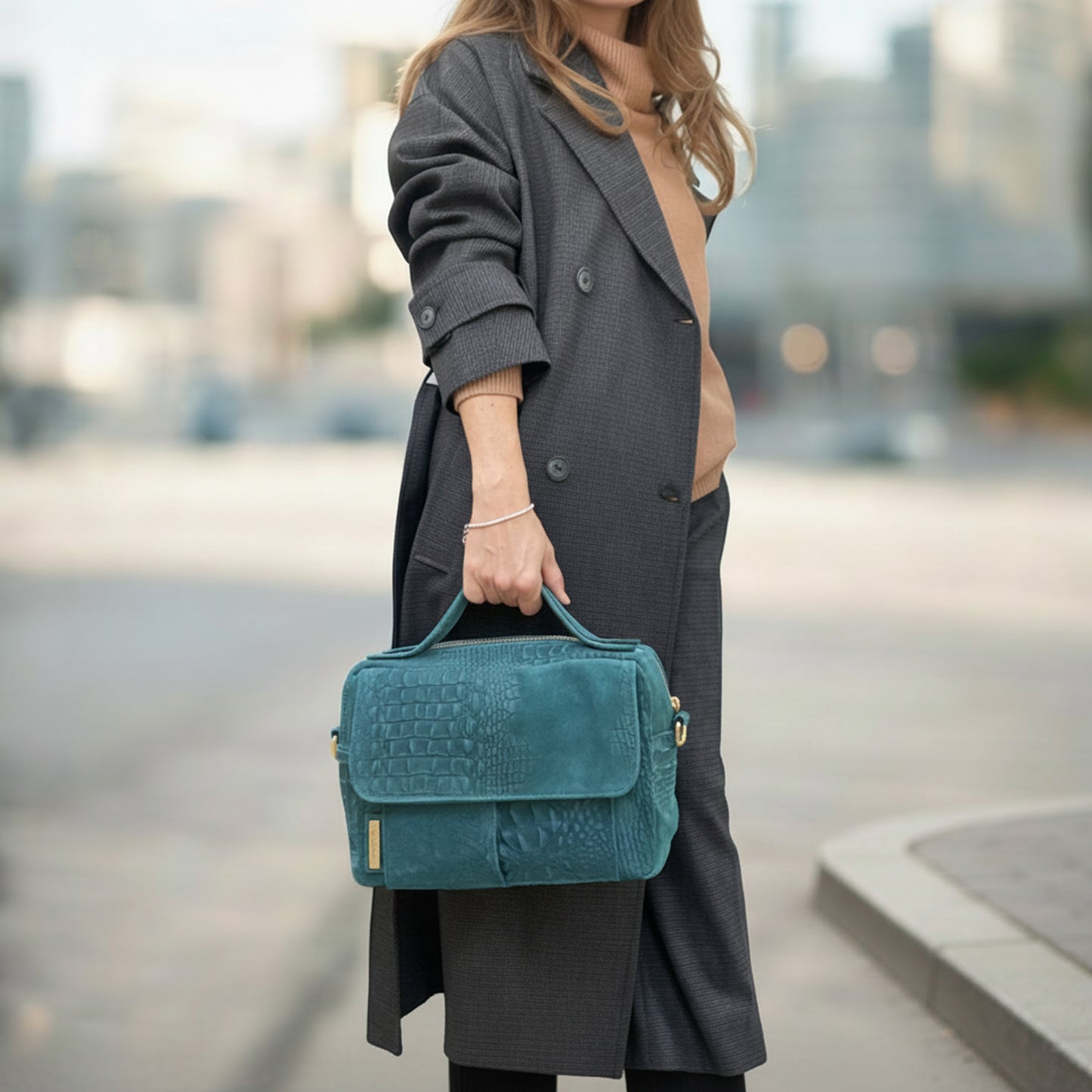 Pepita suede ottanio