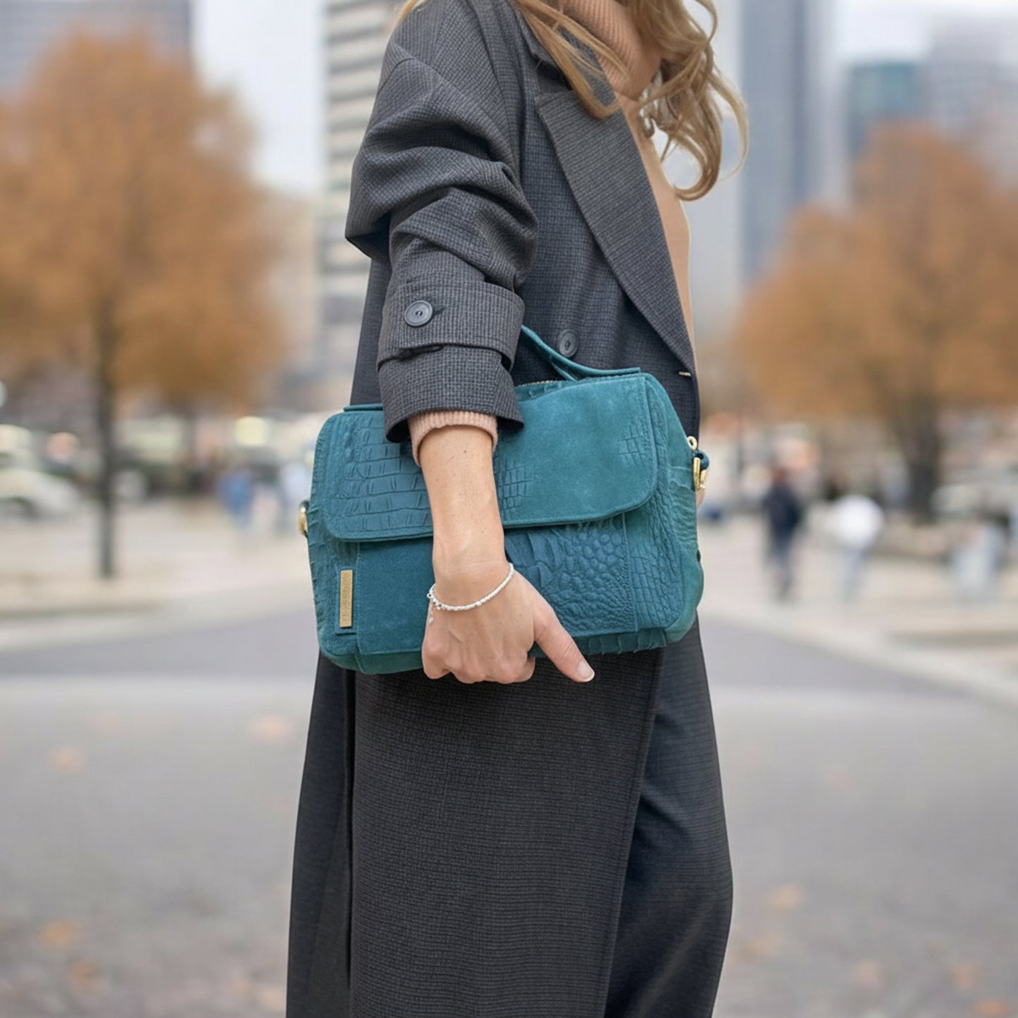 Pepita suede ottanio