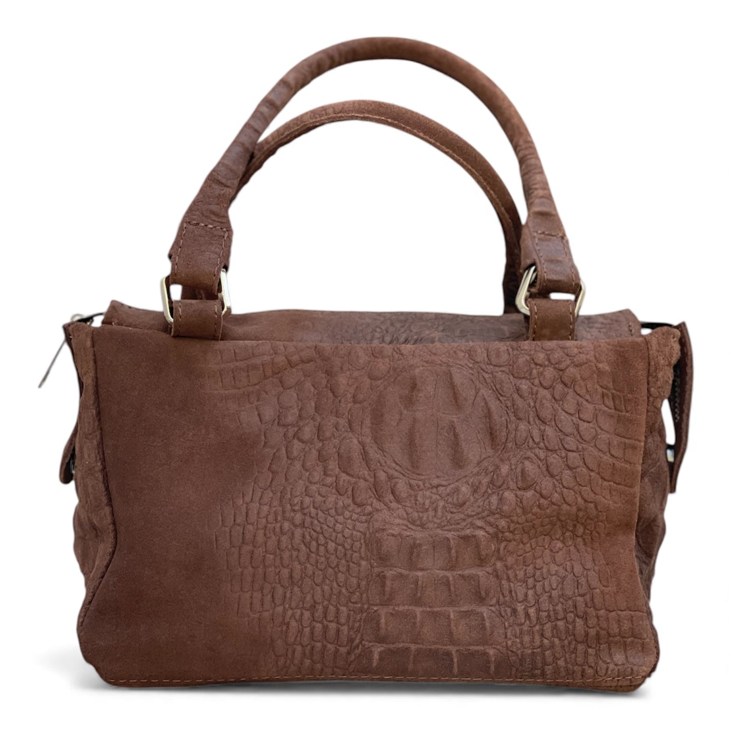 Fairy Bag in suede e alligatore cioccolato