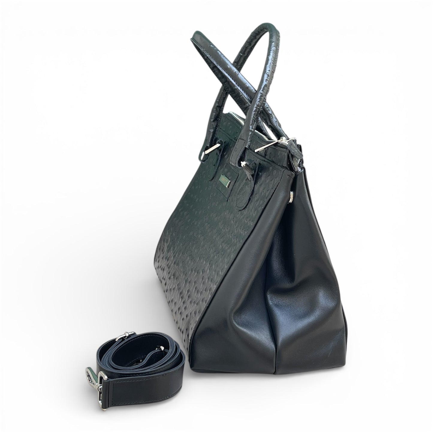 Lady Bag nera in stampa struzzo