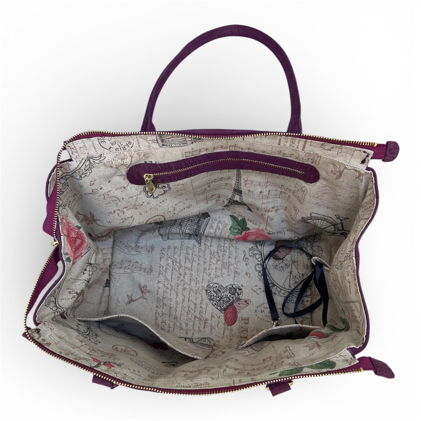 Lady Bag in suede e alligatore prugna