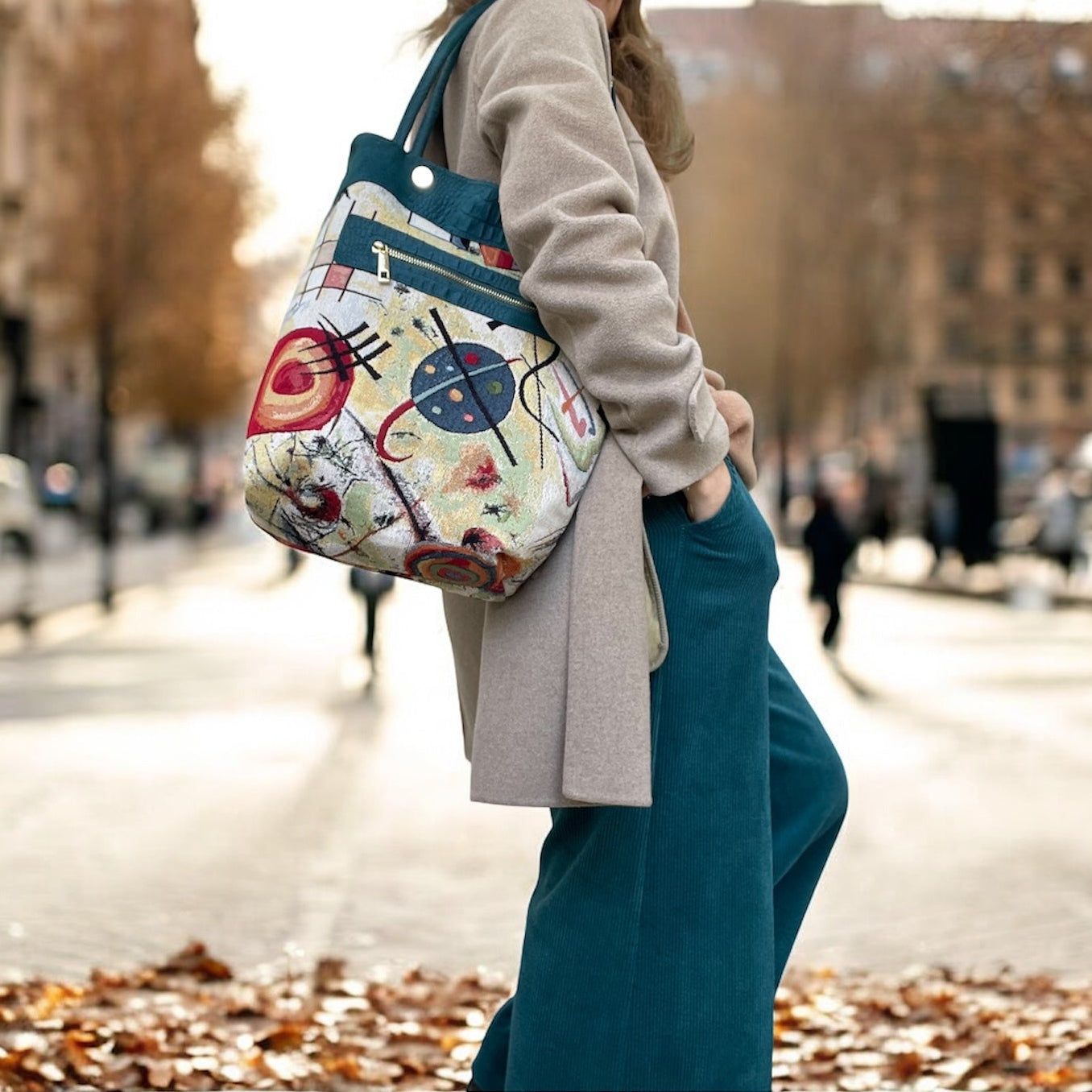Weekly in suede e alligatore ottanio