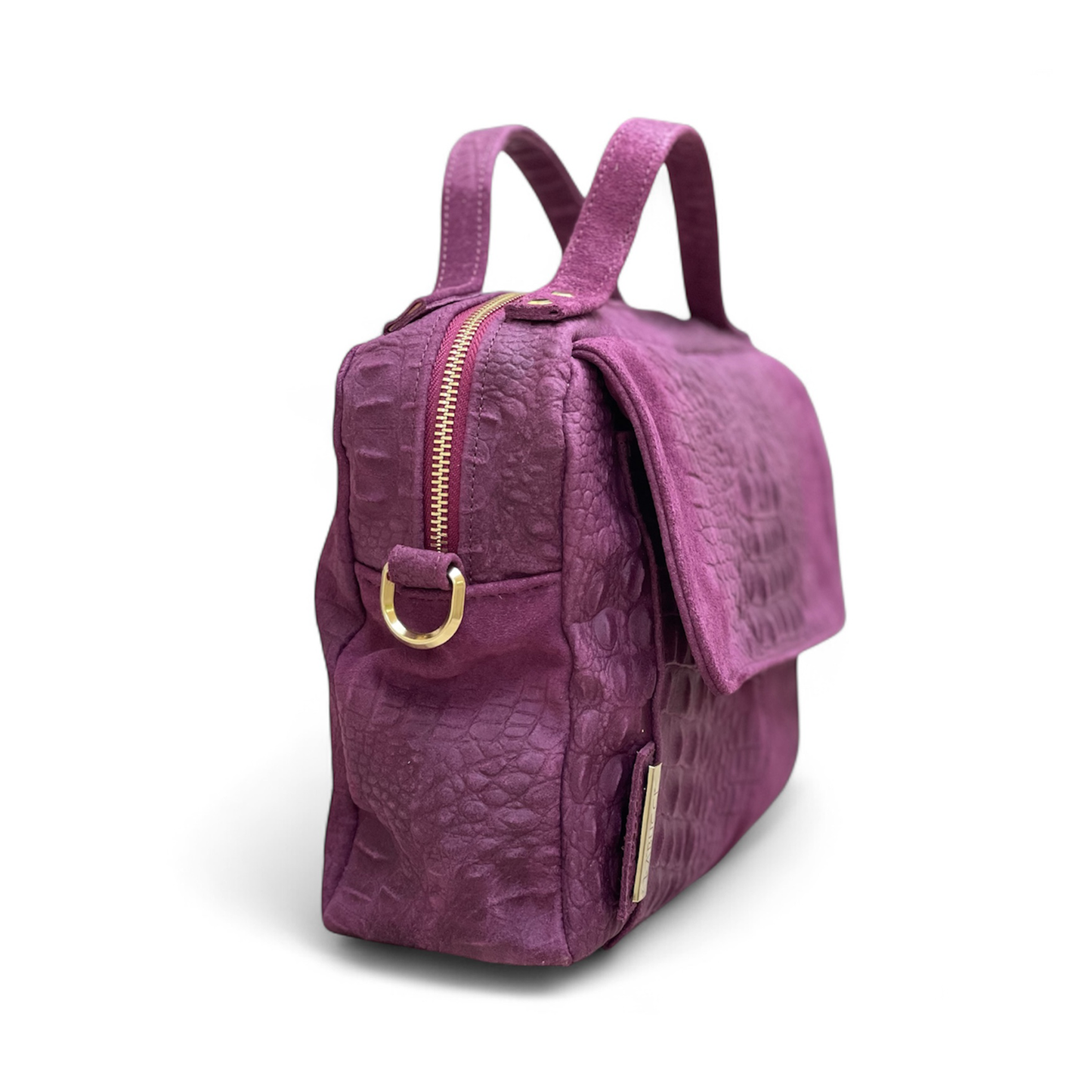 Pepita suede prugna