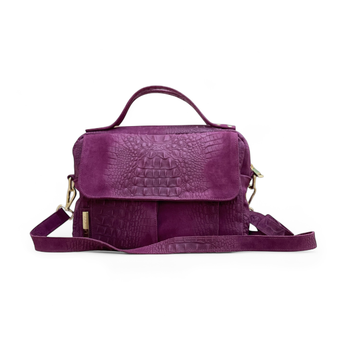 Pepita suede prugna